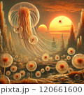 alien world, alien life flora and fauna 120661600
