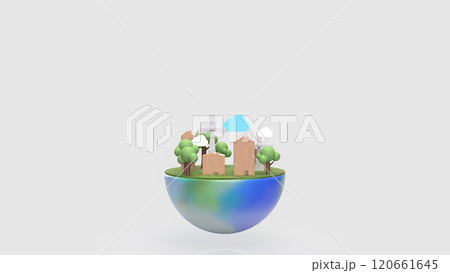 The environment on half earth for eco concept 3d rendering. The environment on half earth for eco concept 3d rendering. 120661645