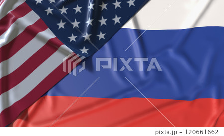 The Russia and USA flag for national or Background concept 3d rendering. 120661662