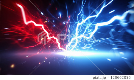 " 相対的な赤と青の雷のバックグラウンド " 120662056