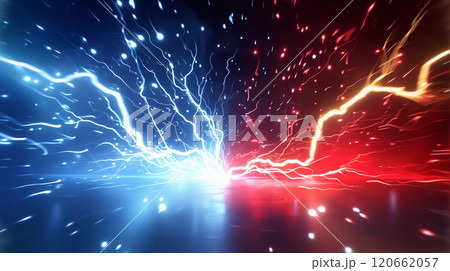" 相対的な赤と青の雷のバックグラウンド " " 相対的な赤と青の雷のバックグラウンド " 120662057