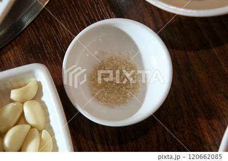 salt on a plate. Korean BBQ salt 120662085