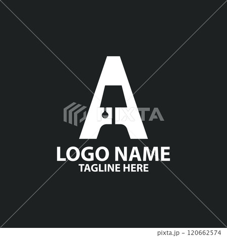 letter A sitting lamp negative logo design vector 120662574