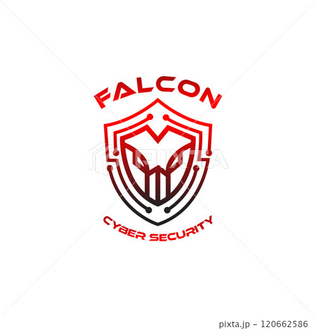 line eagle head cyber security logo design 120662586