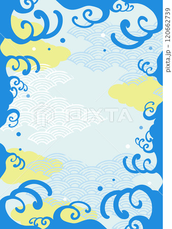 海 波のある和風背景イラスト 海 波のある和風背景イラスト 120662739