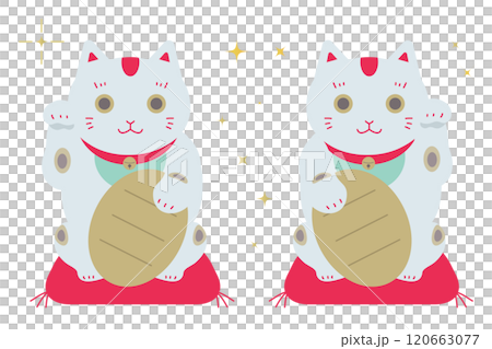 Maneki-neko illustration set New Year's card illustration material 120663077