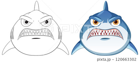 Fierce Cartoon Shark Illustration 120663302