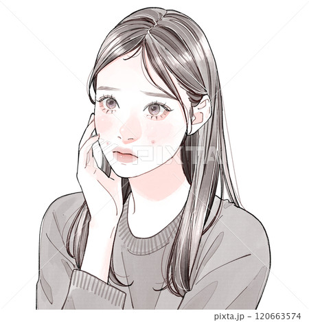 吹き出物に悩んでいる女性 120663574