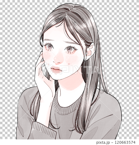 吹き出物に悩んでいる女性 120663574