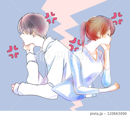 背中合わせの男女　喧嘩　亀裂 120663890