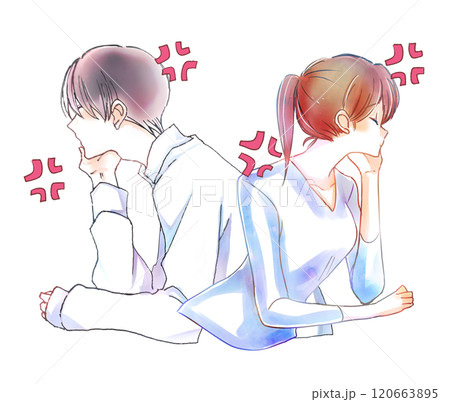 背中合わせの男女　喧嘩 120663895