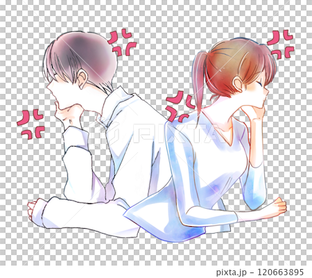 背中合わせの男女　喧嘩 120663895