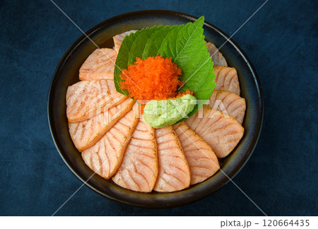 Salmon donburi 120664435