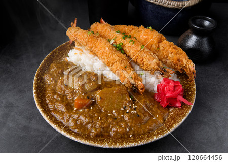Ebi ramen or deep fried shrimps with curry Ebi ramen or deep fried shrimps with curry 120664456