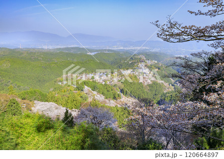 桜満開の世界遺産　早朝の吉野山 120664897