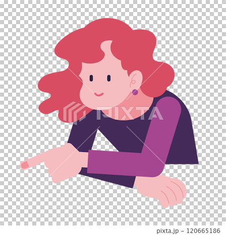 Illustration of a woman pointing at something 120665186