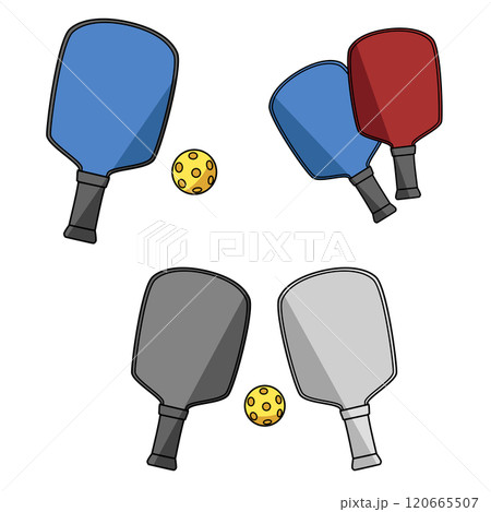 ピックルボールのパドルとボールのイラスト ピックルボールのパドルとボールのイラスト 120665507