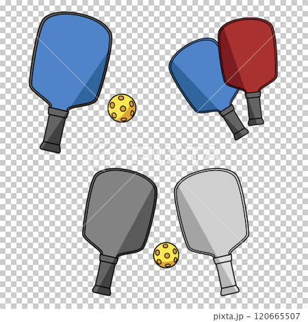 ピックルボールのパドルとボールのイラスト ピックルボールのパドルとボールのイラスト 120665507