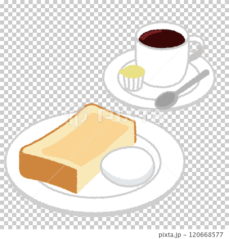 喫茶店のモーニングセットのイラスト 120668577