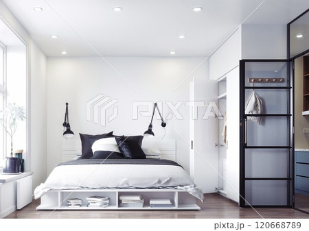modern bedroom interior. modern bedroom interior. 120668789