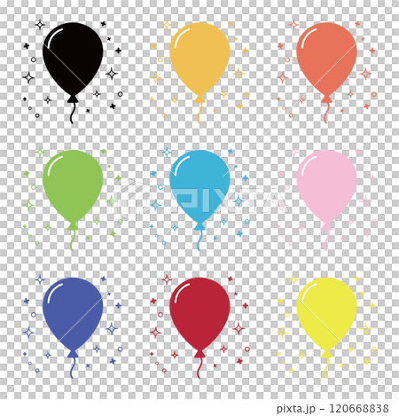 一組閃閃發光的彩色氣球 120668838