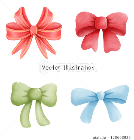 Vector Set of bows color set. Watercolor hand drawn 120668926