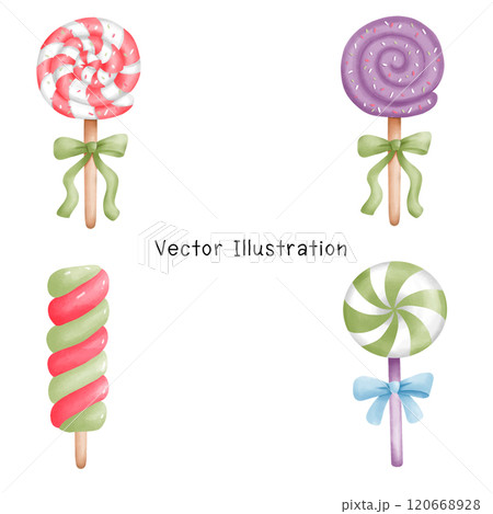 Candy Cane Christmas Watercolor - Festive Holiday Art and Seasonal Decoration 120668928