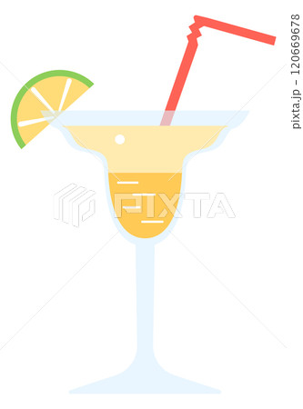 A glass of a drink with a straw in it A glass of a drink with a straw in it 120669678