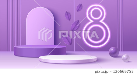 3d happy international 8 march podium background 120669755
