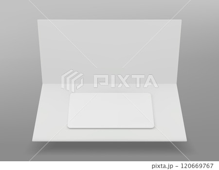 White plastic gift card in folded paper package. White plastic gift card in folded paper package. 120669767