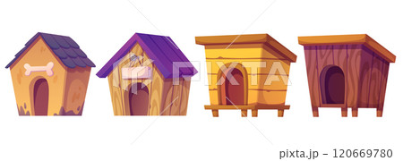 Dog houses set isolated on white background Dog houses set isolated on white background 120669780