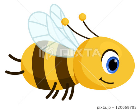 A cartoon bee with a smile on its face A cartoon bee with a smile on its face 120669785