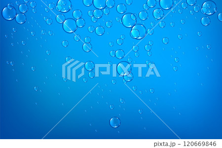 Fizzy bubbles rise in blue water. Fizzy bubbles rise in blue water. 120669846