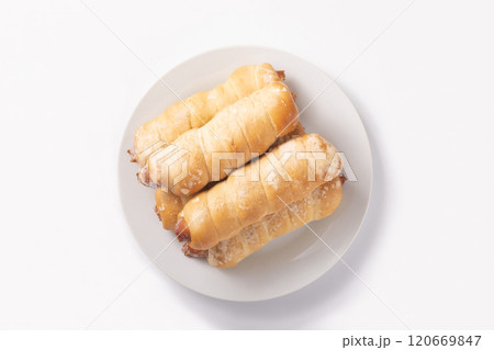 ソフトプレッツェルドッグ（ソーセージドッグ）冷凍状態 120669847