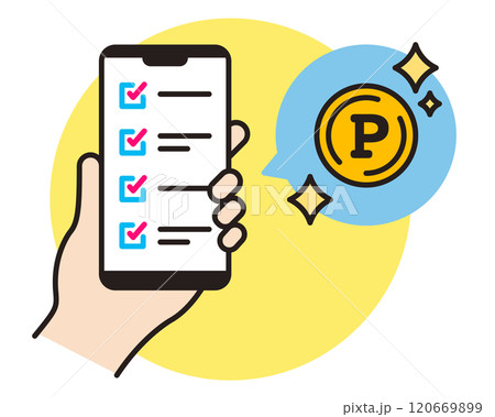 スマホからアンケートに答えてポイントをゲットするアイコン 。ポイント運用、ポイント活動。 スマホからアンケートに答えてポイントをゲットするアイコン 。ポイント運用、ポイント活動。 120669899