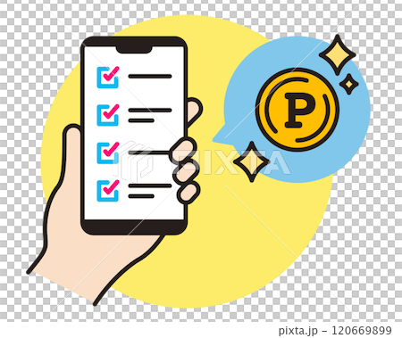 スマホからアンケートに答えてポイントをゲットするアイコン 。ポイント運用、ポイント活動。 スマホからアンケートに答えてポイントをゲットするアイコン 。ポイント運用、ポイント活動。 120669899