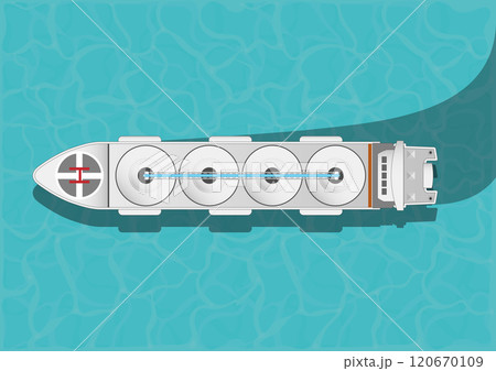 Aerial view LNG ship with storage tank. 120670109
