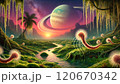 alien world, alien life flora and fauna 120670342