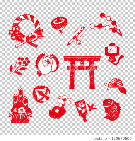 新年新年素材 新年賀卡插畫 手繪風格 120670600