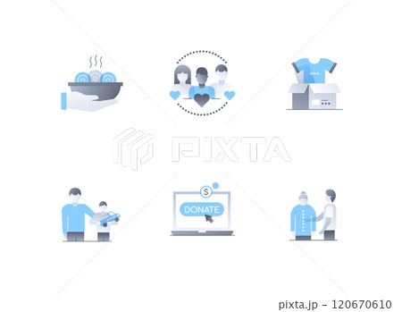 Donations to those in need - flat design style icons set Donations to those in need - flat design style icons set 120670610