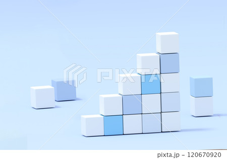 白と青のブロックで構成された3Dの階段 背景 白と青のブロックで構成された3Dの階段 背景 120670920
