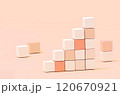 白とピンクのブロックで構成された3Dの階段　背景 120670921