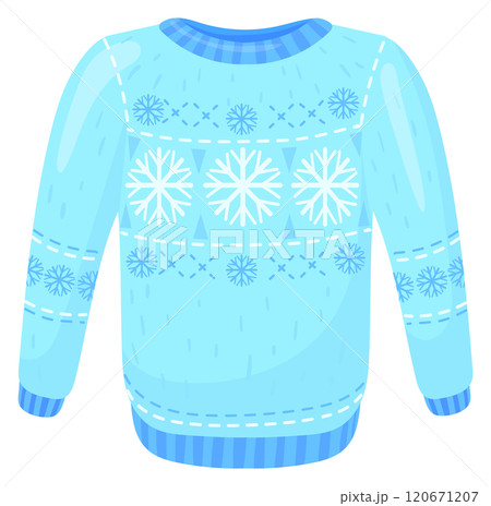 Snowflake pullover cartoon icon. Winter ornament sweater Snowflake pullover cartoon icon. Winter ornament sweater 120671207