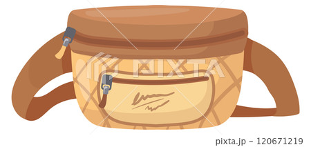 Belt bag cartoon icon. Travel casual handbag Belt bag cartoon icon. Travel casual handbag 120671219