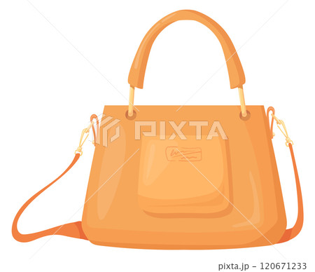 Classic leather bag cartoon icon. Elegant purse Classic leather bag cartoon icon. Elegant purse 120671233