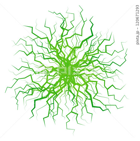 Glowing green lightnings. Magic energy ball sparks 120671293