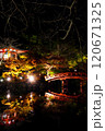 ライトアップされた紅葉と池に映る橋　醍醐寺 120671325