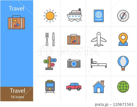 Icons Set Travel icon colorful icons set, Vector and Illustration