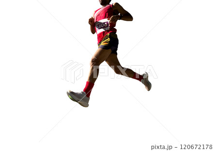 male athlete runner run marathon race isolated on white background 120672178