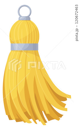 Leather cartoon tassel icon. Purse yellow charm 120672463